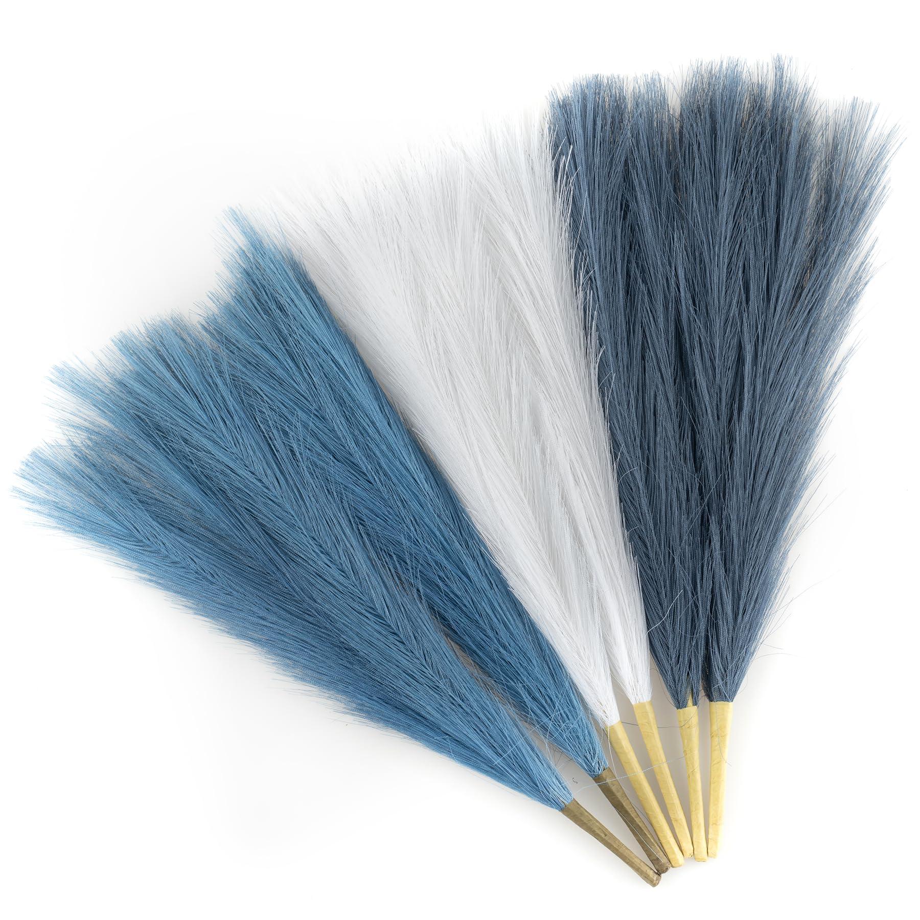 EVODIS Faux Pampas Grass, 18/45cm Artificial Pampas Grass Fluffy 6 Stem pompous Grass Flower Arrangement for Boho Home Wedding D