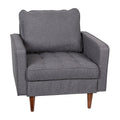 Flash Furniture Hudson Commercial Mid-Century Modern Chair - Dark Gray Faux Linen Upholstery - Buttonless Tufted Seat - Solid Wo