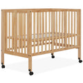 Dream On Me Quinn Full-Size Folding Crib in Natural, Removeable Wheels, Modern Nursey, Adjustable Mattress Support, Portable Cri
