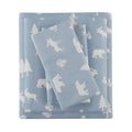 Comfort Spaces Cotton Flannel Breathable Warm, Deep Pocket Sheets with Pillow Case Bedding, Queen, Blue Bear/Moose 4 Piece