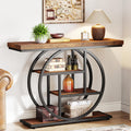 Tribesigns 41.3 Console Table, Industrial 4-Tier Sofa Table Entryway Table with Circle Base, Narrow Wood Accent Tables with Stor