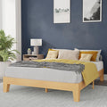 Flash Furniture Evelyn Wooden Platform Bed - Natural Pine Finish - Queen - Wooden Slat Support - No Box Spring Required - Easy A