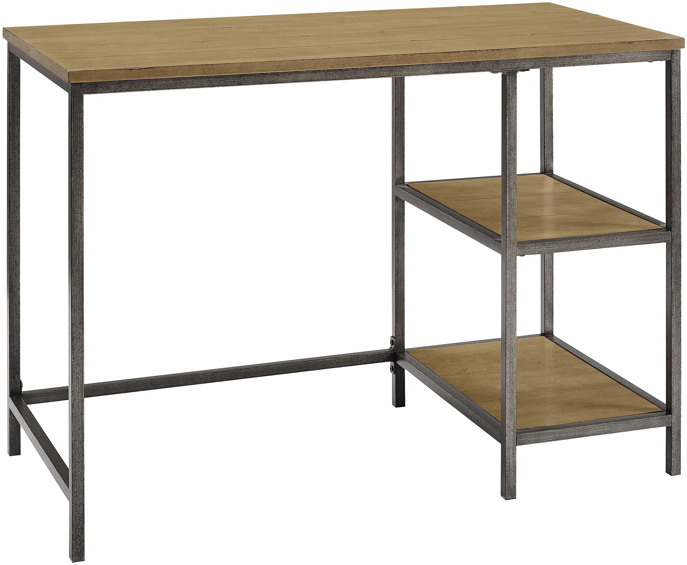 Crosley Furniture Brooke Small Home Office Desk with Storage Shelves, Washed Oak