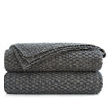Longhui bedding Grey Knitted Throw Blanket for Couch, Soft, Cozy Machine Washable 100% Cotton Sofa Cable Knit Blankets, 4.0lb We
