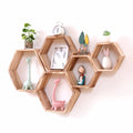 WONFUlity Hexagon Floating Shelves Set of 5, Honeycomb Shelves Wall Mounted Storage Wall Shelf for Bathroom, Kitchen, Bedroom, L
