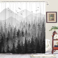 Accnicc 78 Inch Long Black and White Misty Forest Shower Curtain Ombre Dark Gray Mountain Pine Tree Waterproof Fabric Shower Cur