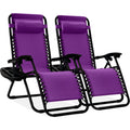 Best Choice Products Set of 2 Adjustable Steel Mesh Zero Gravity Lounge Chair Recliners w/Pillows and Cup Holder Trays - Amethys