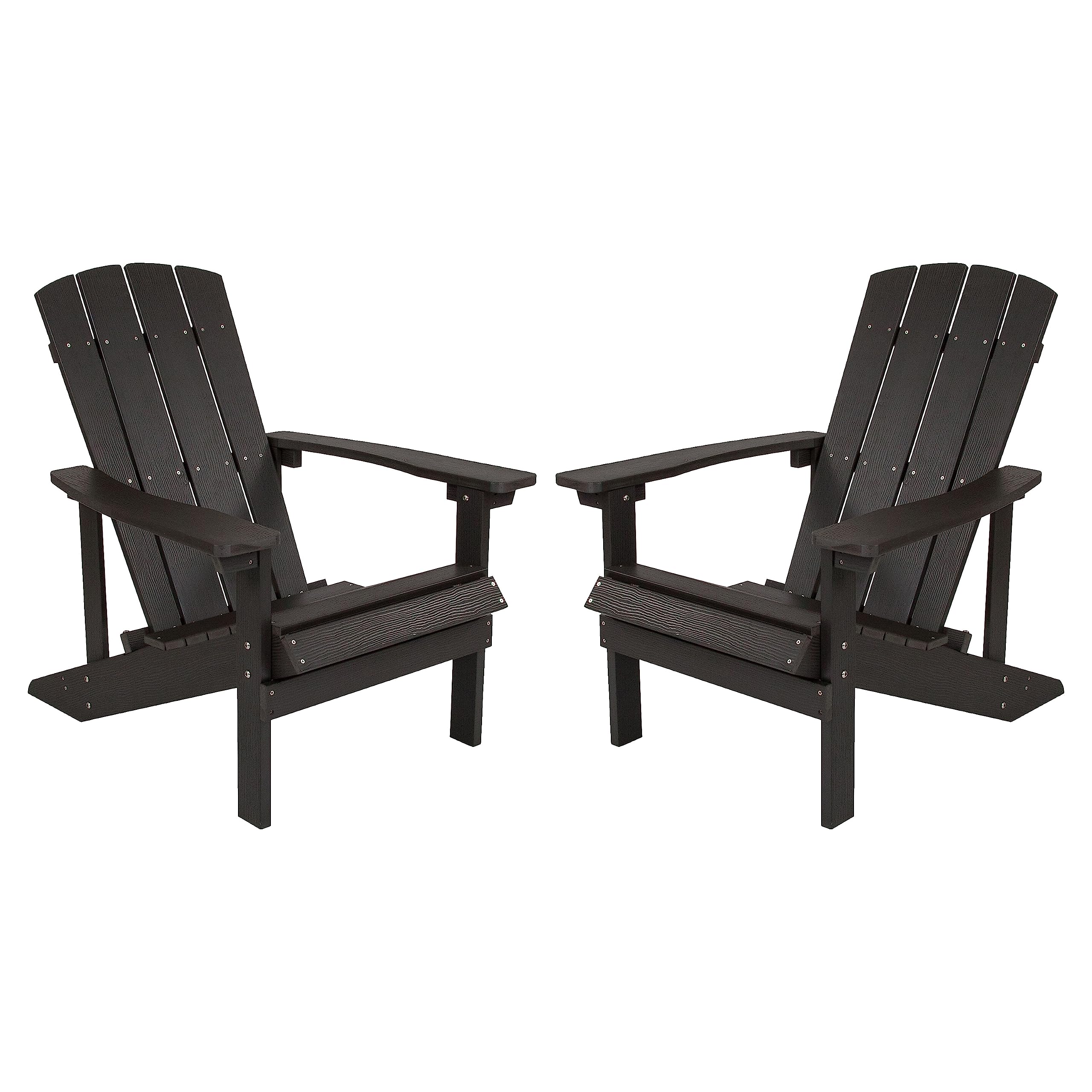 Flash Furniture Charlestown Poly Resin Adirondack Chair - Slate Gray - All Weather - Indoor/Outdoor - Set of 2