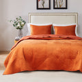 Greenland Home Riviera Velvet Finely Stitched Quilt Set, 3-Piece Full/Queen, Spice