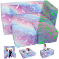 MeMoreCool Kids Couch Toddler Couch, Glow in The Dark Rainbow Kids Couch Fold Out, Baby Couch Kids Bedroom Furniture, Kids Sofa 