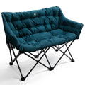 EVER ADVANCED Double Camping Chair for Adults, Padded Folding Camping Love Seat with Side Pocket Portable Camping Couch, Two Per
