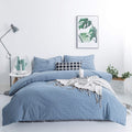 SUSYBAO Royal Blue Gingham Duvet Cover Queen 100% Washed Cotton Grid Plaid Duvet Cover Set 3 Pieces 1 Blue Checkered Duvet Cover
