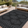 Large Outdoor Rug Waterproof 9x18 Outdoor Plastic Straw Rug, Stain-Resistant Outside Carpet, Modern Geometric Reversible Floor M