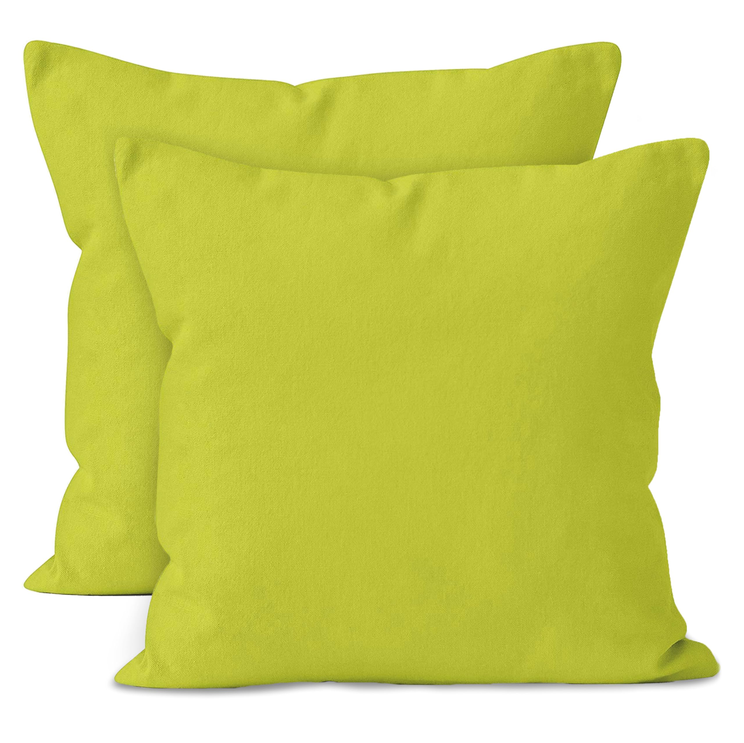 Encasa XO Throw Pillow Covers 18x18 in Set of 2 Lime Green | No Inserts | Cotton Pillow Covers for Living Room, Bed, Sofa, Couch