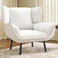 AMERLIFE Accent Chair- Upholstered Living Room Chair with High Wingback, White Reading Armchair for Bedroom, Comfy Corduroy Chai