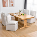 DUHOME Upholstered Armless Dining Chair with Casters,Linen Dining Chairs Set of 4 for Living Room,Single Sofa Chair with 4 Caste