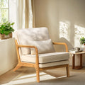 COLAMY Mid Century Modern Accent Chair with Lumbar Pillow, Relaxing Armchair with Solid Wood Frame & Soft Cushion, Reading Leisu