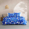 Marimekko - Full/Queen Duvet Cover Set, Cotton Percale Reversible Bedding with Matching Shams, Floral Home Decor (Unikko Blue, F