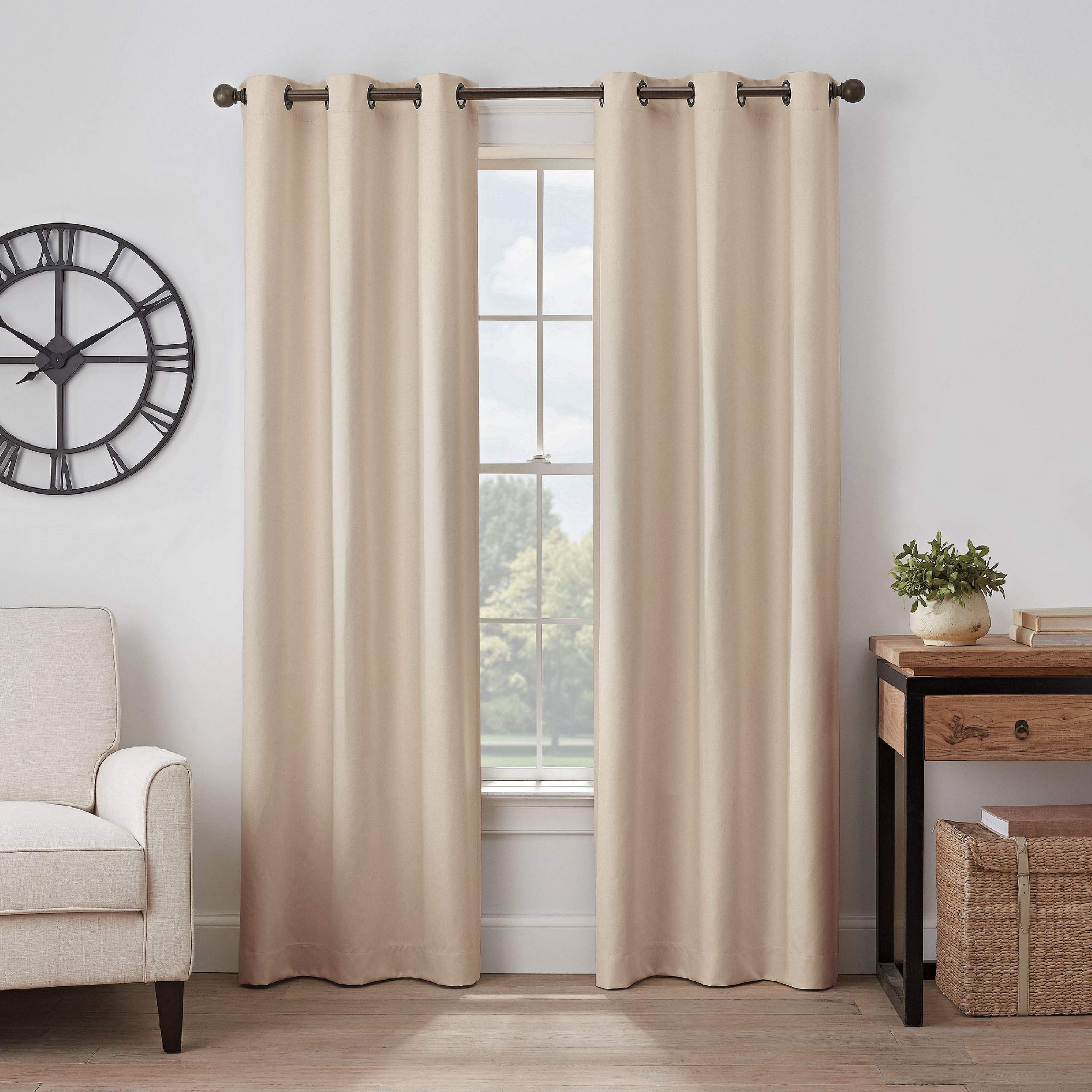 Eclipse Gabriella Grommet Top Curtains for Bedroom, Single Panel, 40 x 84, Linen