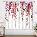 oolygoo Burgundy Eucalyptus Leaves Window Curtains Rustic Watercolor Red Flower Floral Plant Botanical Farmhouse Curtain Drapes 