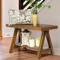 Wnutrees Farmhouse Wood Bench, Rustic Indoor Storage Bench for Entryway, Living Room, Dining Room, Solid Wood Construction, Orig