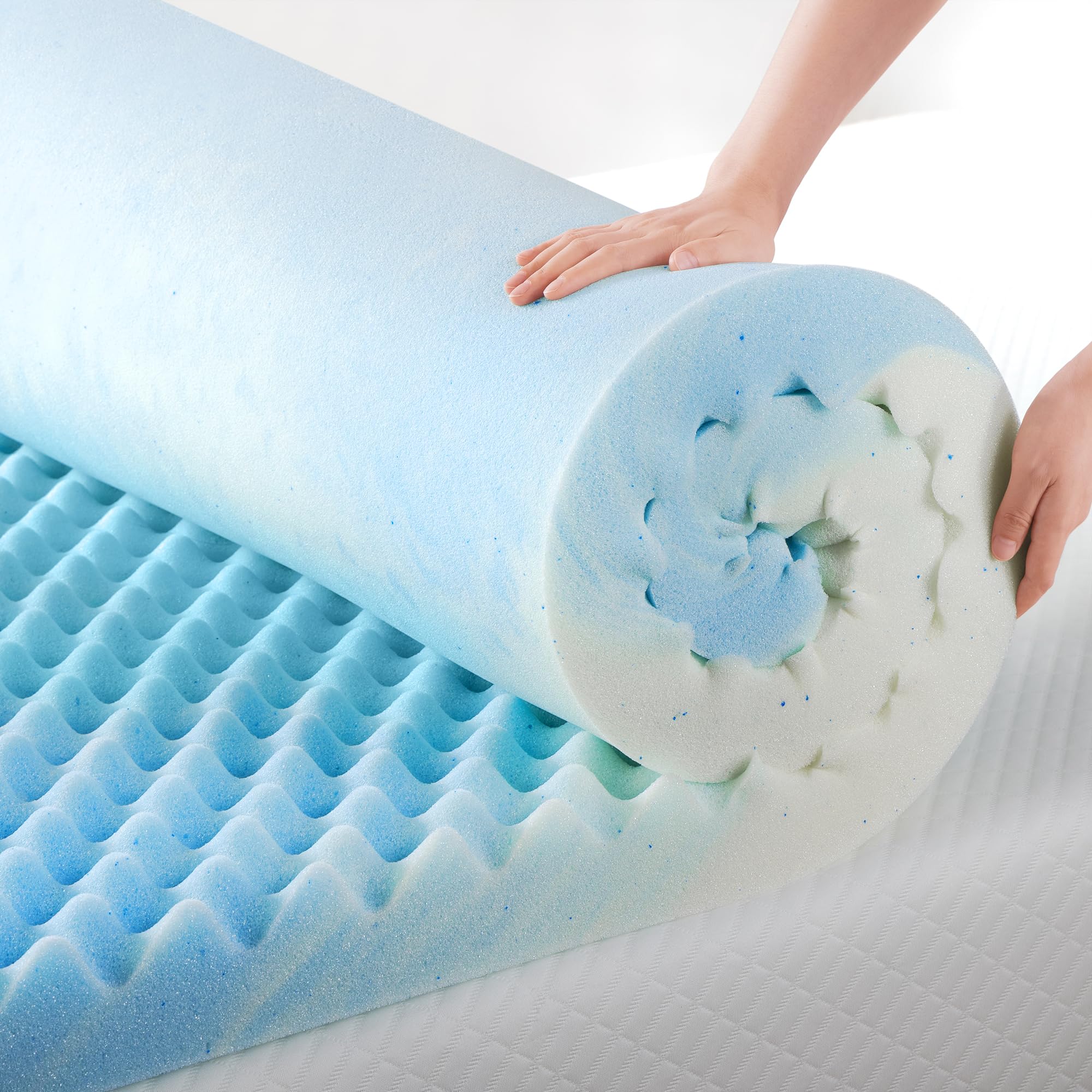 ZINUS 1.5 Inch Swirl Gel Cooling Memory Foam Mattress Topper, Smaller, More Convenient WonderBox Packaging, Cooling, Airflow Des