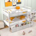Giantex Bunk Bed Twin Over Twin with 2 Storage Drawers, Solid Wood Bed Frame with Convertible Storage Cube, Safety Guardrails & 