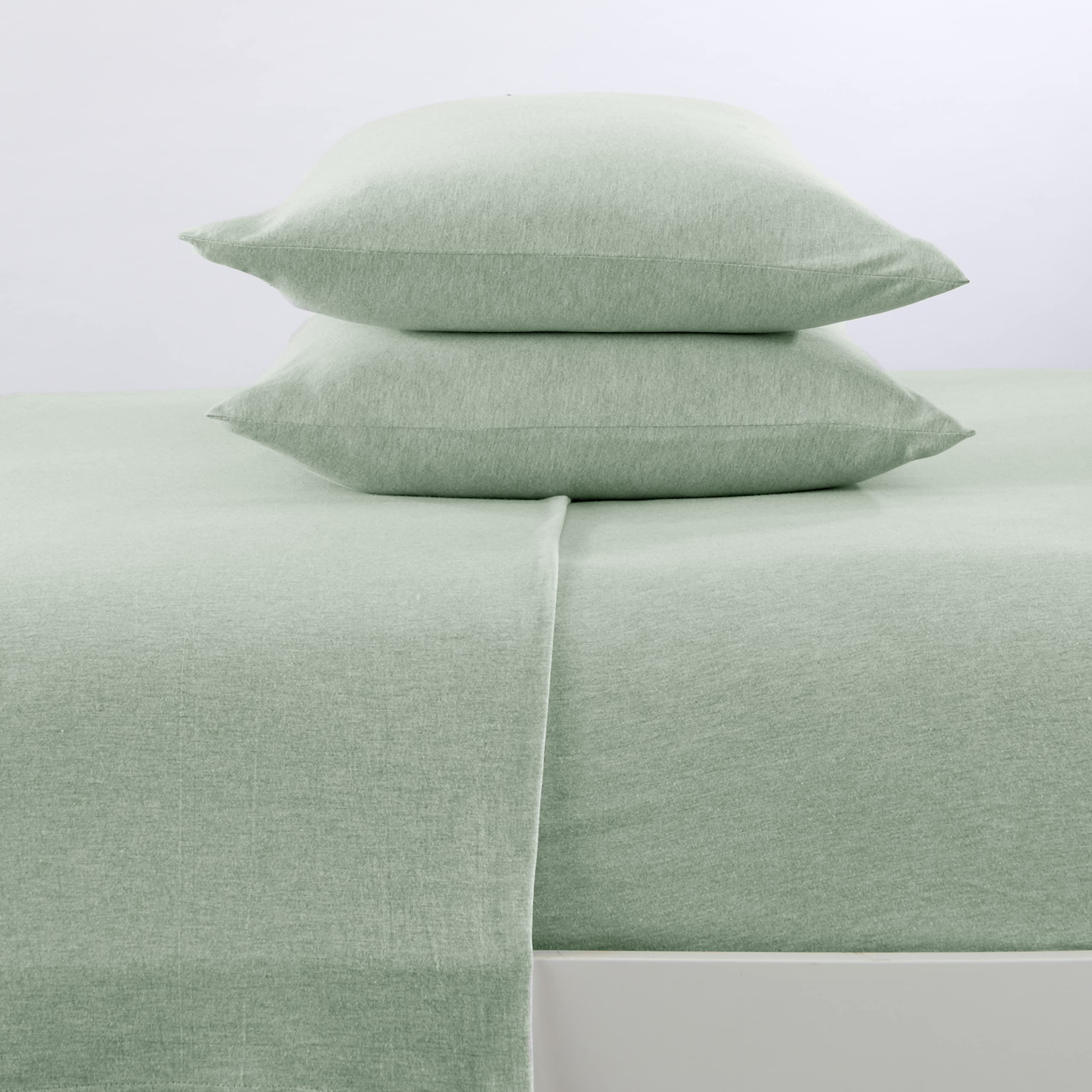 Great Bay Home 4 Piece Jersey Knit California King Cotton Blend Green Sheet Set | Ultra-Soft T-Shirt Jersey Bedding Sheets & Pil