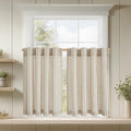 jinchan Linen Kitchen Striped Tier Curtains Ticking StripeFarmhouse Pinstripe Cafe 54 Inch for Living Room Bathroom Small Window