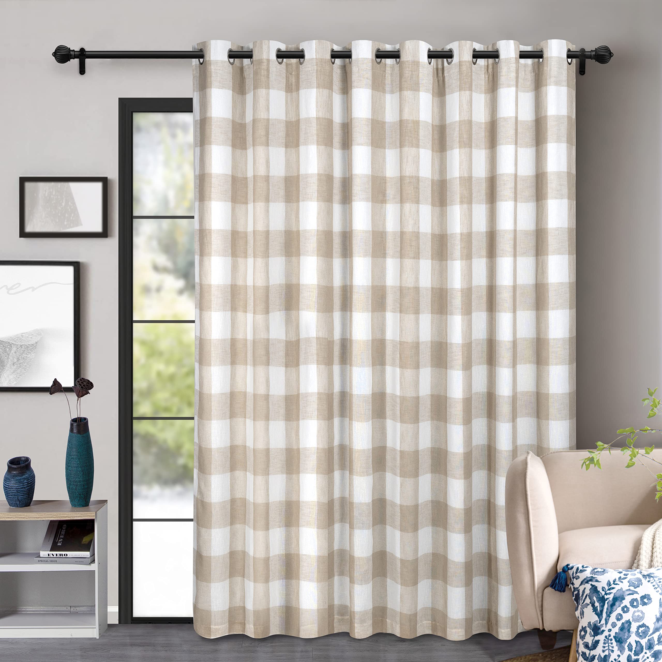DriftAway Buffalo Plaid Check Curtains Woven Plaid Pattern Lined Blackout Thermal Insulated Window Curtain Grommet 2 Layers Slid