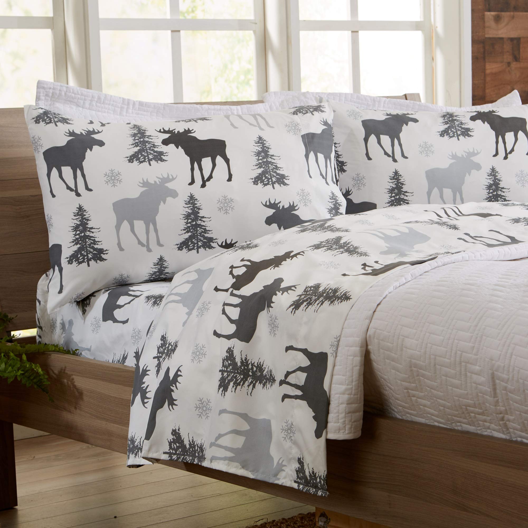 Great Bay Home Twin Size Microfiber Sheet Set - Lodge Decor 3-Piece Bed Sheets - Ultra-Soft and Smooth Brushed Microfiber Woodla