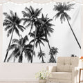 Batmerry Black And White Palm Tree Tapestry, Florida Tropical Branches Silhouette With Sunlight Hippie Trippy Tapestry Wall Art 