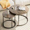 aboxoo Coffee Table Nesting Side Round Table Set of 2 End Table with Sturdy Metal Frame for Living Room Bedroom Apartment Modern