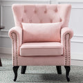 Janoray Mid Century Modern Accent Chair Upholstered Armchair Comfy Velvet Fabric Single Sofa with Tufted Wingback for Small Spac