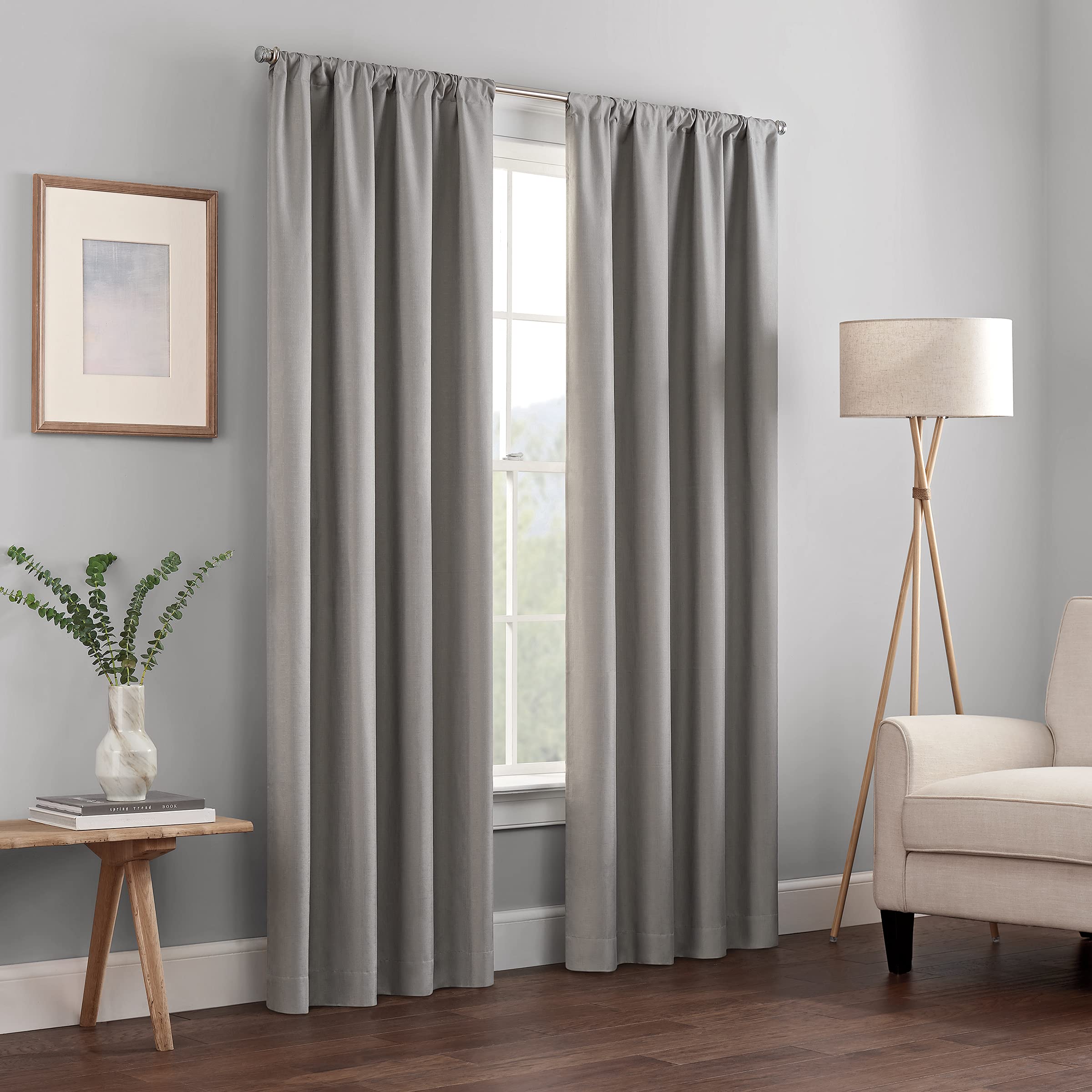 ECLIPSE Kendall Modern Blackout Thermal Rod Pocket Window Curtain for Bedroom or Living Room (1 Panel), 42 X 54, Grey