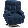 MCombo Power Lift Recliner Chair with Extended Footrest for Big Elderly People, Fabric R7289 (Navy Blue, Medium-Wide)