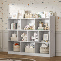 DIYART White Bookshelf, Wood Bookcase with 3 Tier Open Shelves, 10-Cube Minimalist Storage Shelf for Living Room, Bedroom, 43.3 