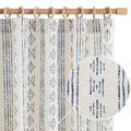 jinchan Boho Stripe Curtains for Living Room Farmhouse Linen Curtains 63 Inch Length 2 Panels for Bedroom Geometric Striped Mudc