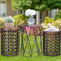 HFHOME Multifunctional Nesting Round Metal Coffee End Tables, Set of 3 Modern Nightstands Decor Side Tables Plant Stand for Home