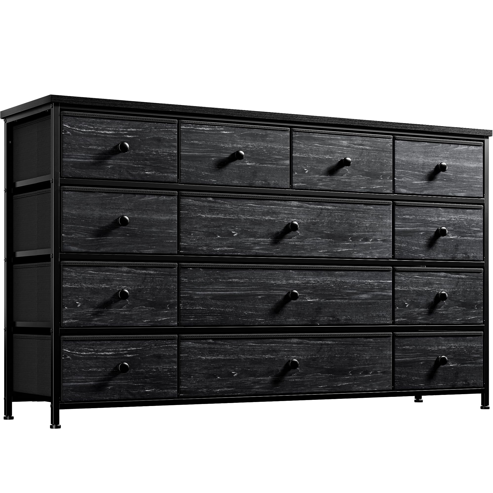 EnHomee Black Dresser, Dresser for Bedroom, Dresser with 13 Storage Drawer, Dressers & Chests of Drawers for 55 TV, Black Dresse