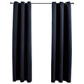 vidaXL Blackout Curtains with Rings 2 pcs Black 37x95 Fabric