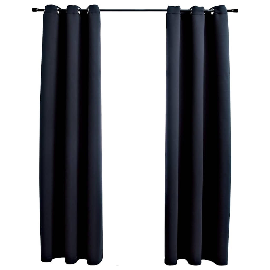 vidaXL Blackout Curtains with Rings 2 pcs Black 37x95 Fabric
