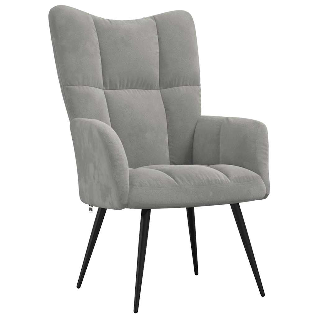 vidaXL Relaxing Chair Light Gray Velvet