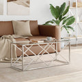 vidaXL Coffee Table 43.3x17.7x17.7 Stainless Steel and Glass