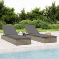 vidaXL Sunbed 1 pc with Cushion Gray 79.1x21.7x24.4 Poly Rattan