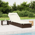 vidaXL Sunbed with Foldable Roof Brown 83.9x24.8x38.2 Poly Rattan