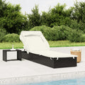 vidaXL Sunbed with Foldable Roof Black 83.9x24.8x38.2 Poly Rattan