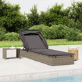 vidaXL Sunbed with Foldable Roof Gray 83.9x24.8x38.2 Poly Rattan