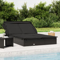 vidaXL 2-Person Sunbed with Foldable Roof Black 83.9x46.5x38.2 Poly Rattan