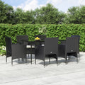 vidaXL 7 Piece Patio Dining Set with Cushions Black